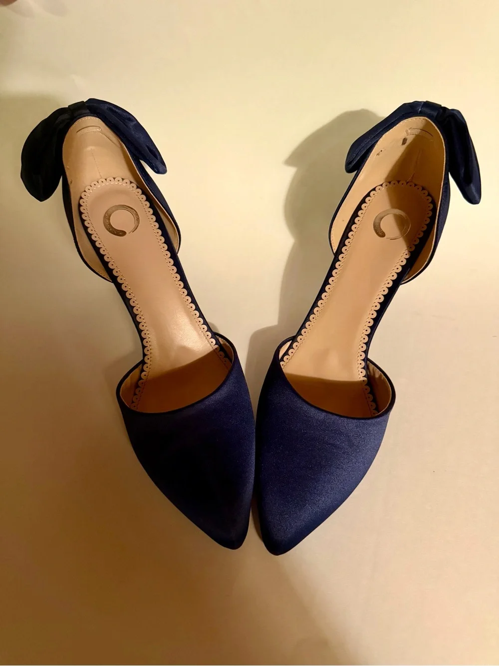 Journee Collection D’Orsay Bow Pump Size 11, Navy Blue Satin